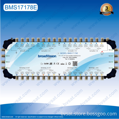 17x17x8 Subscribers Cascade Multiswitch For Distribution Of 16 Sat If Signals Including Terrestrial For Up To 8 Users